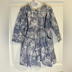 EUC Pink Chicken Dog Print Blue Dress 4T